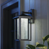 Home Decorators Collection Black Medium Outdoor Seeded Glass Dusk to Dawn LED Wall Lantern - Like New